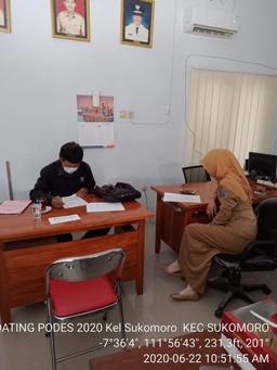 Updating PODES 2020 in Kelurahan Sukomoro, Sukomoro