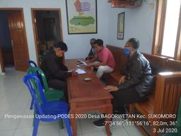 Supervision of Updating PODES 2020 in Bagorwetan Sukomoro Village