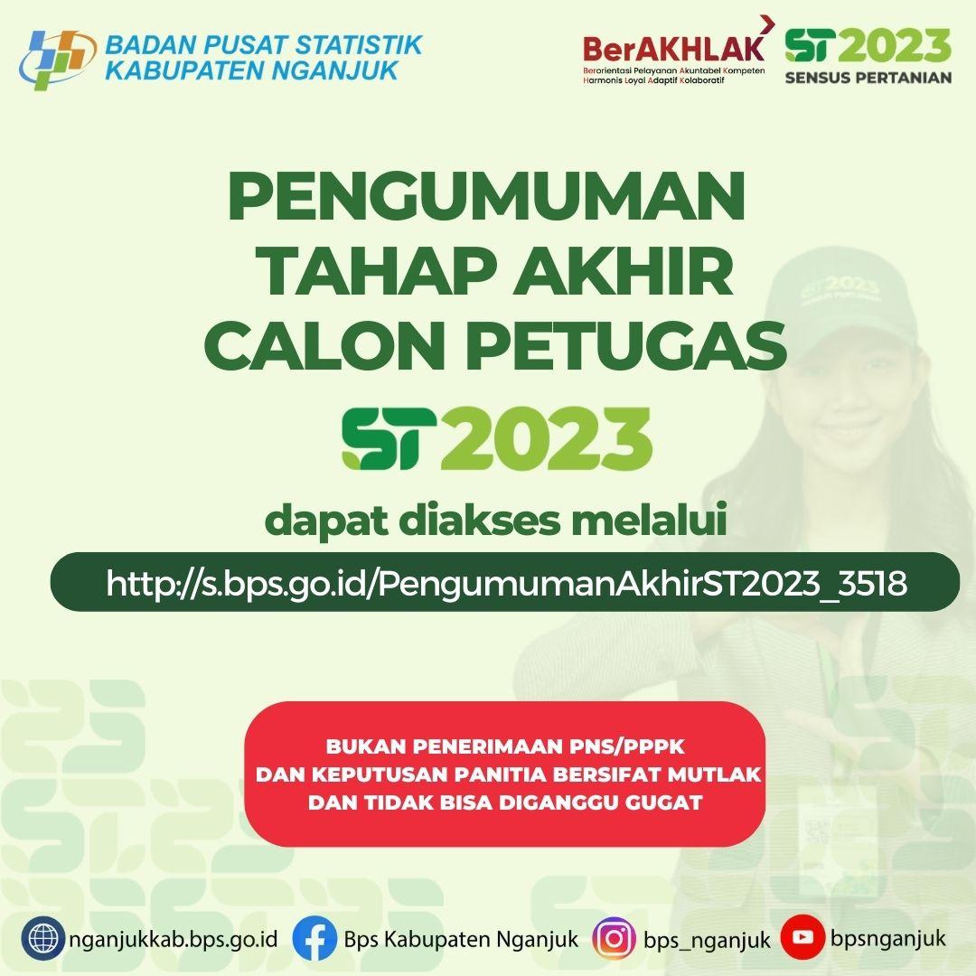 Pengumuman Hasil Akhir Seleksi Petugas ST2023