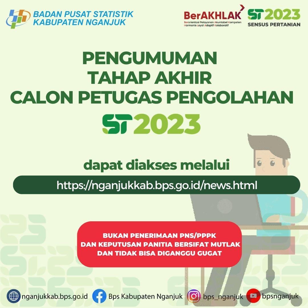 Pengumuman Final Petugas Pengolahan ST2023